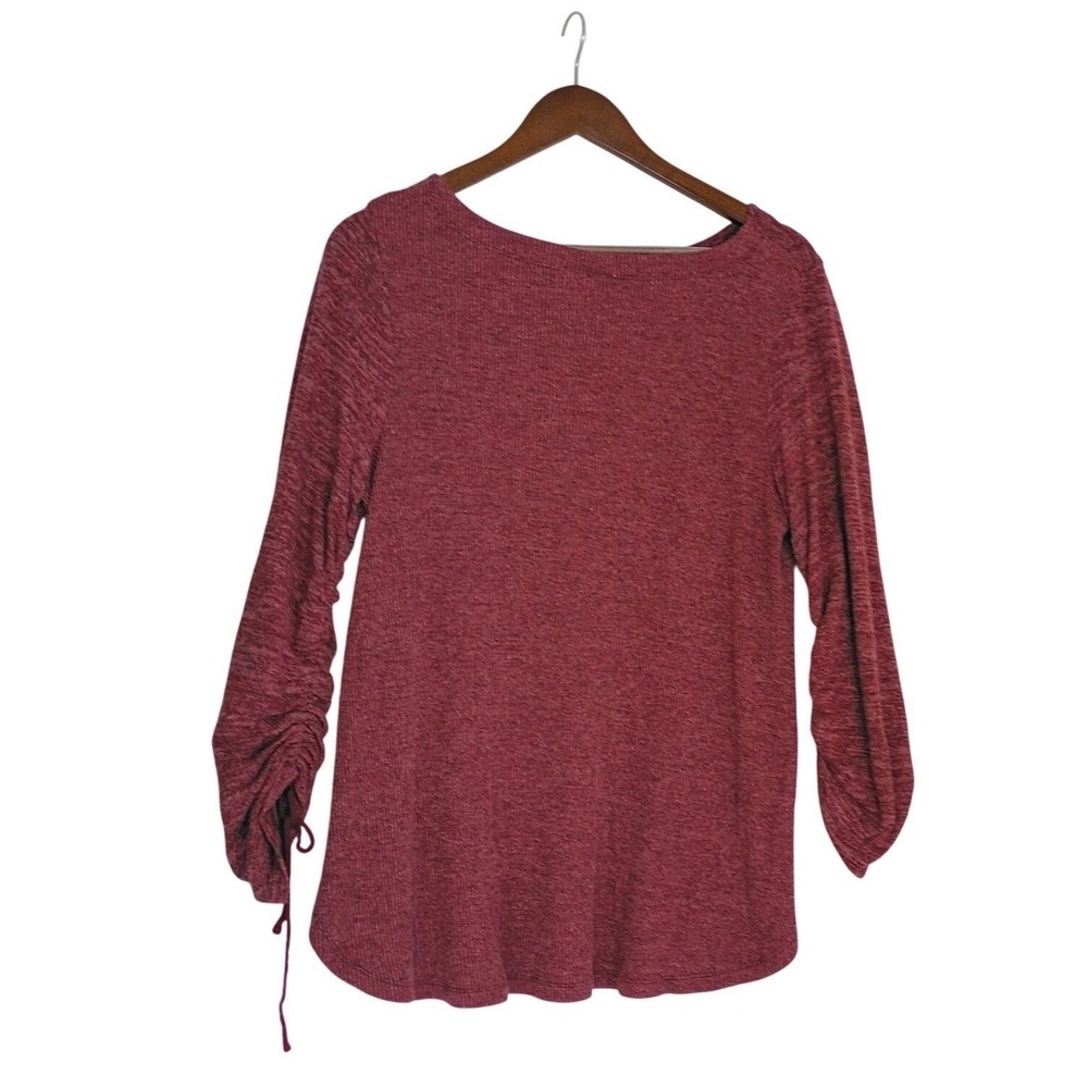 Anthropologie Saturday Sunday Burgundy Heathered Layered Top Boho Cozy Fits S/M - Picture 2 of 10